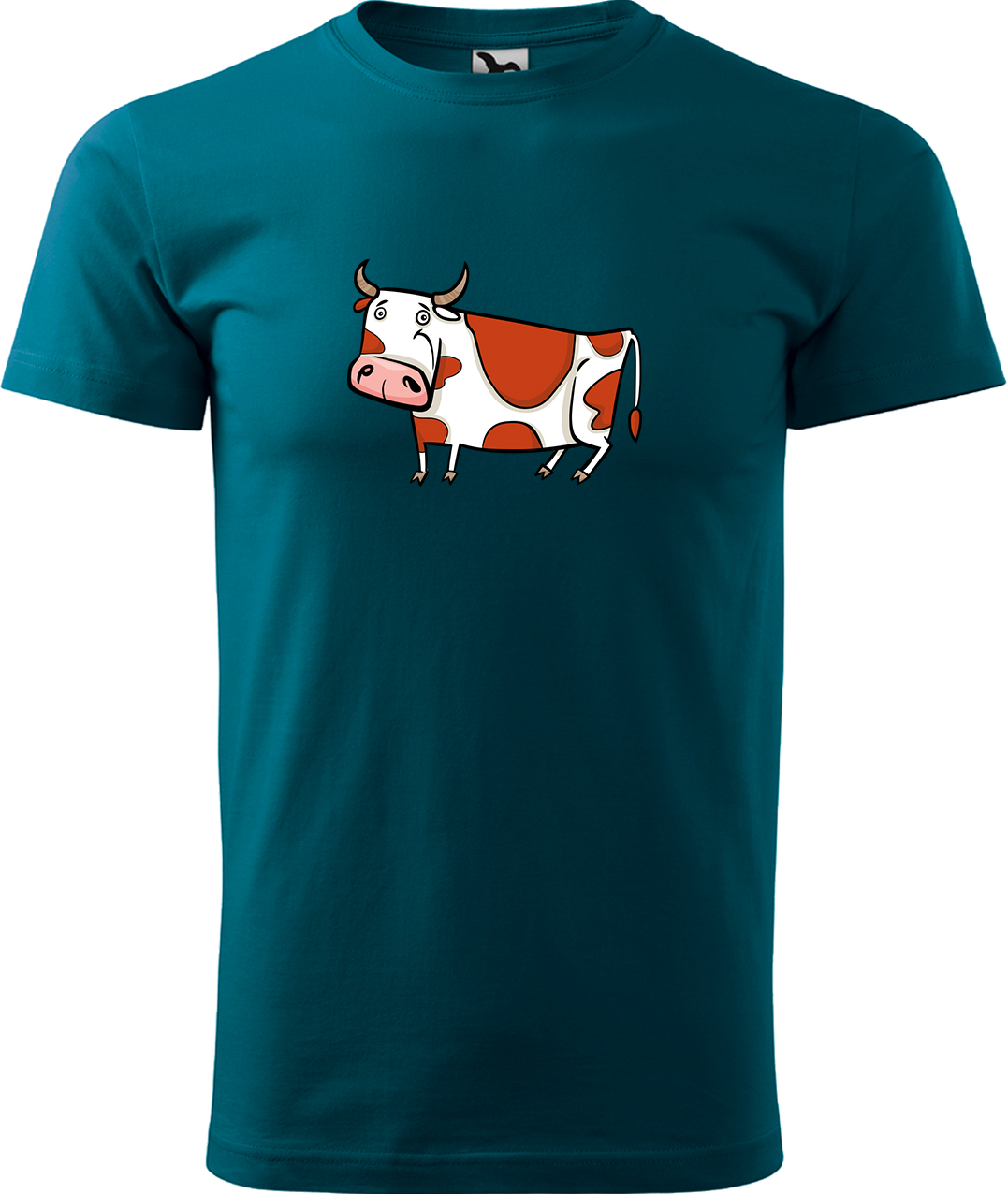 Pánské tričko s krávou - Obrázek stylizované krávy Velikost: XL, Barva: Petrolejová (93), Střih: pánský