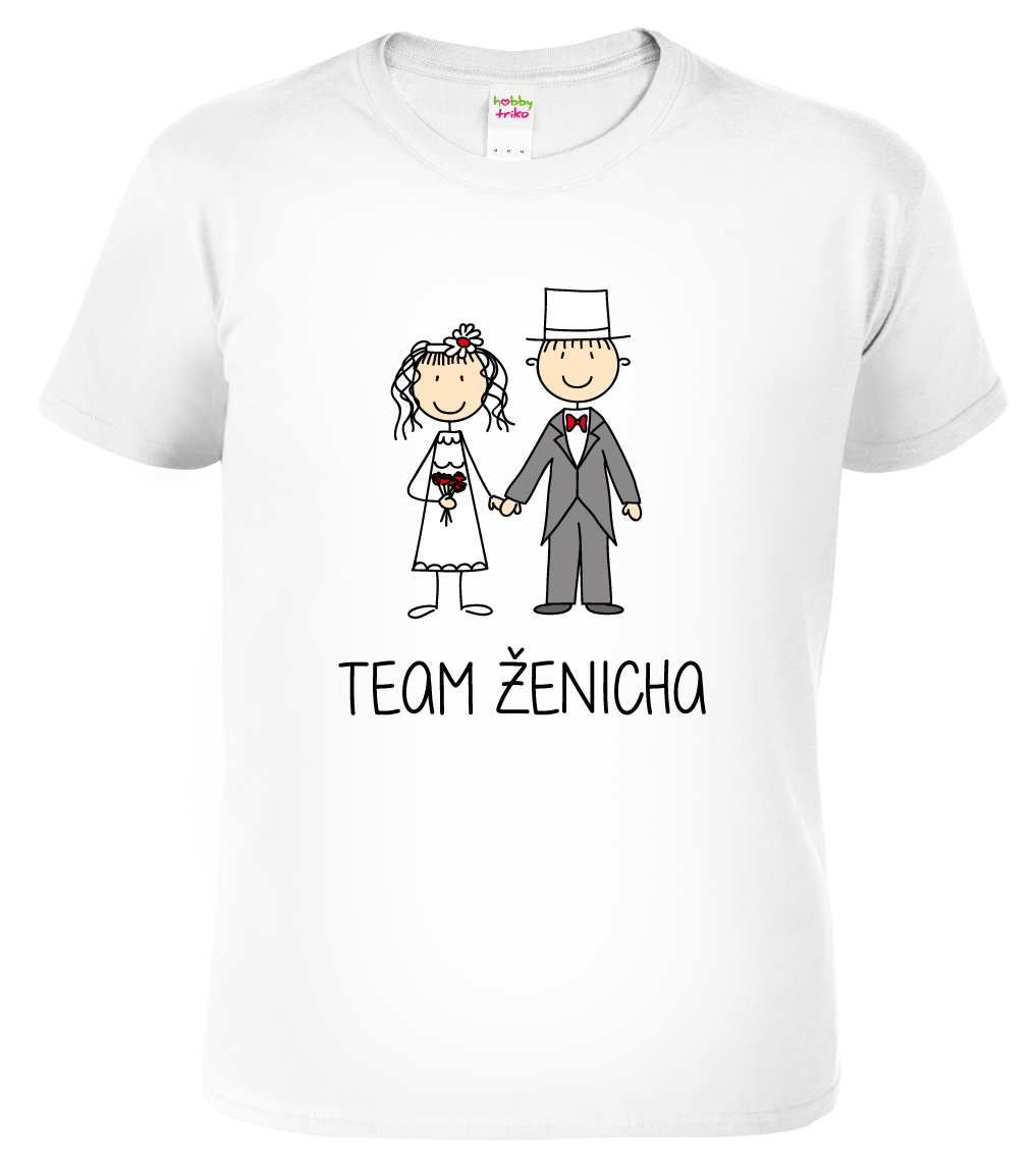 Pánské svatební tričko - Team ženicha (figurka) Velikost: 4XL, Barva: Bílá