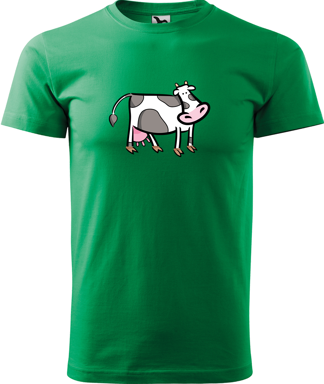 Pánské tričko s krávou - Kravička Velikost: 2XL, Barva: Středně zelená (16), Střih: pánský