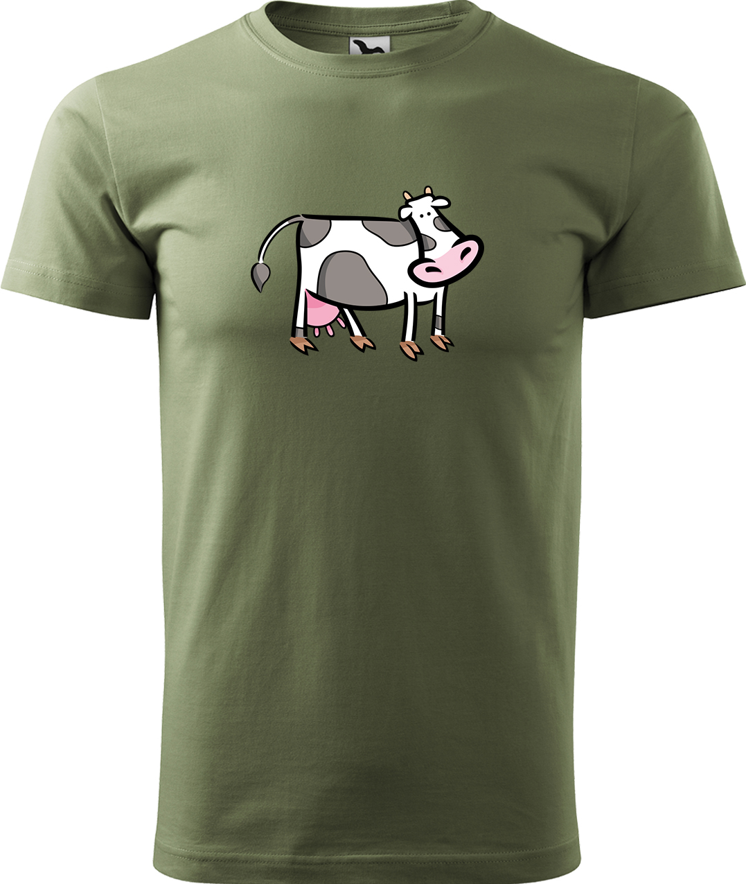 Pánské tričko s krávou - Kravička Velikost: L, Barva: Světlá khaki (28), Střih: pánský