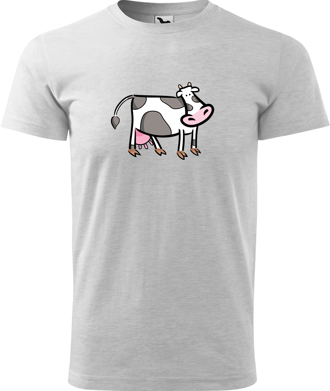 Pánské tričko s krávou - Kravička Velikost: M, Barva: Světle šedý melír (03), Střih: pánský
