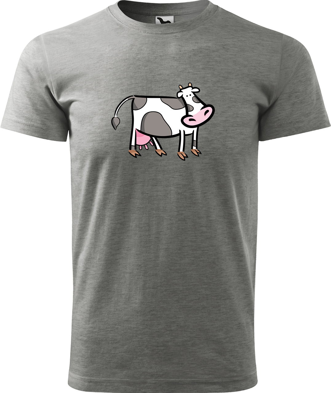 Pánské tričko s krávou - Kravička Velikost: 2XL, Barva: Tmavě šedý melír (12), Střih: pánský