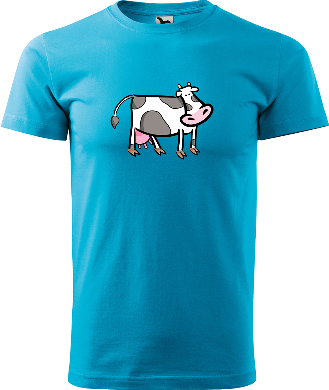 Pánské tričko s krávou - Kravička Velikost: XL, Barva: Tyrkysová (44), Střih: pánský