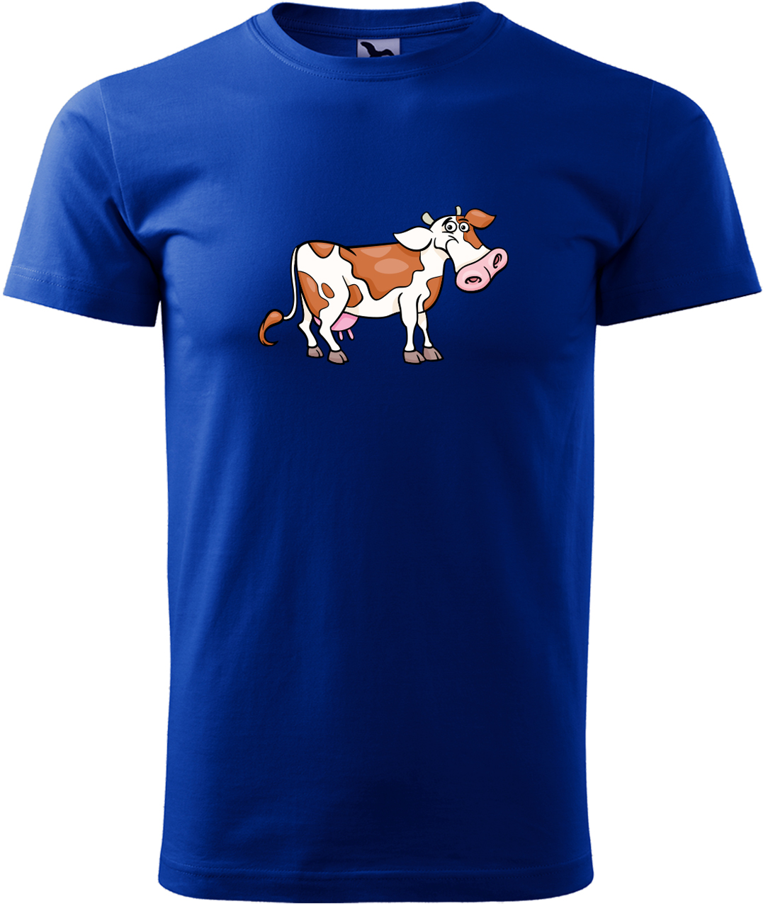 Pánské tričko s krávou - Obrázek veselé krávy Velikost: XL, Barva: Královská modrá (05), Střih: pánský