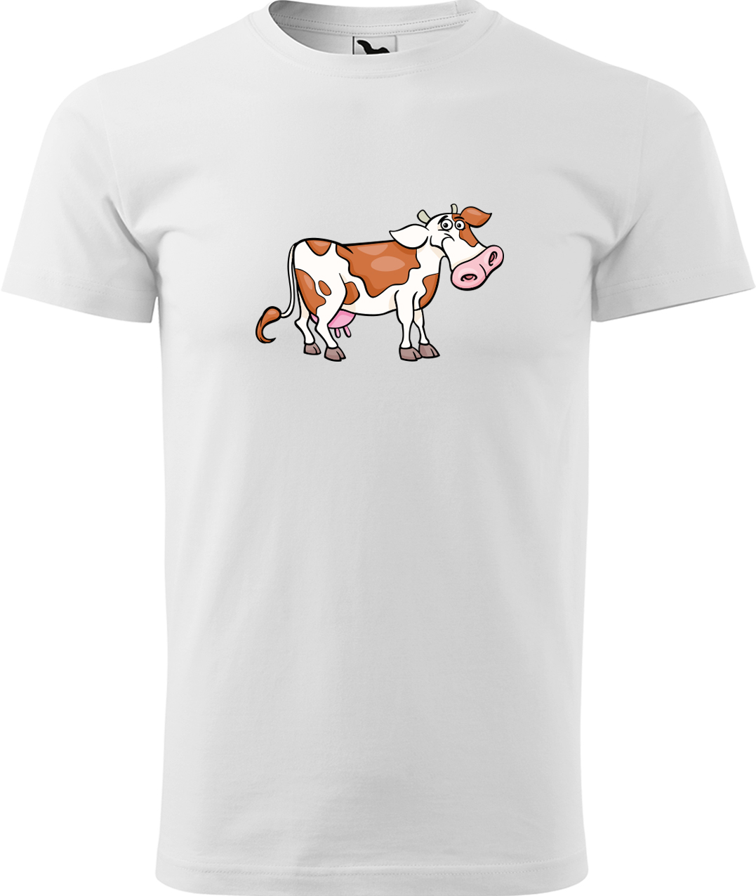 Pánské tričko s krávou - Obrázek veselé krávy Velikost: M, Barva: Bílá (00), Střih: pánský