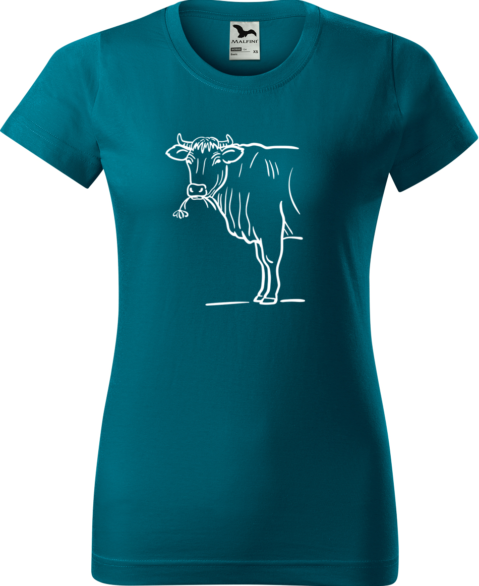 Dámské tričko s krávou - Býk Velikost: L, Barva: Námořní modrá (02), Střih: dámský