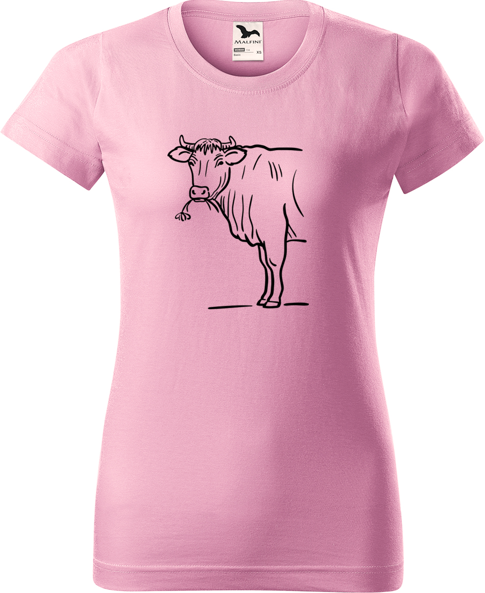 Dámské tričko s krávou - Býk Velikost: L, Barva: Růžová (30), Střih: dámský