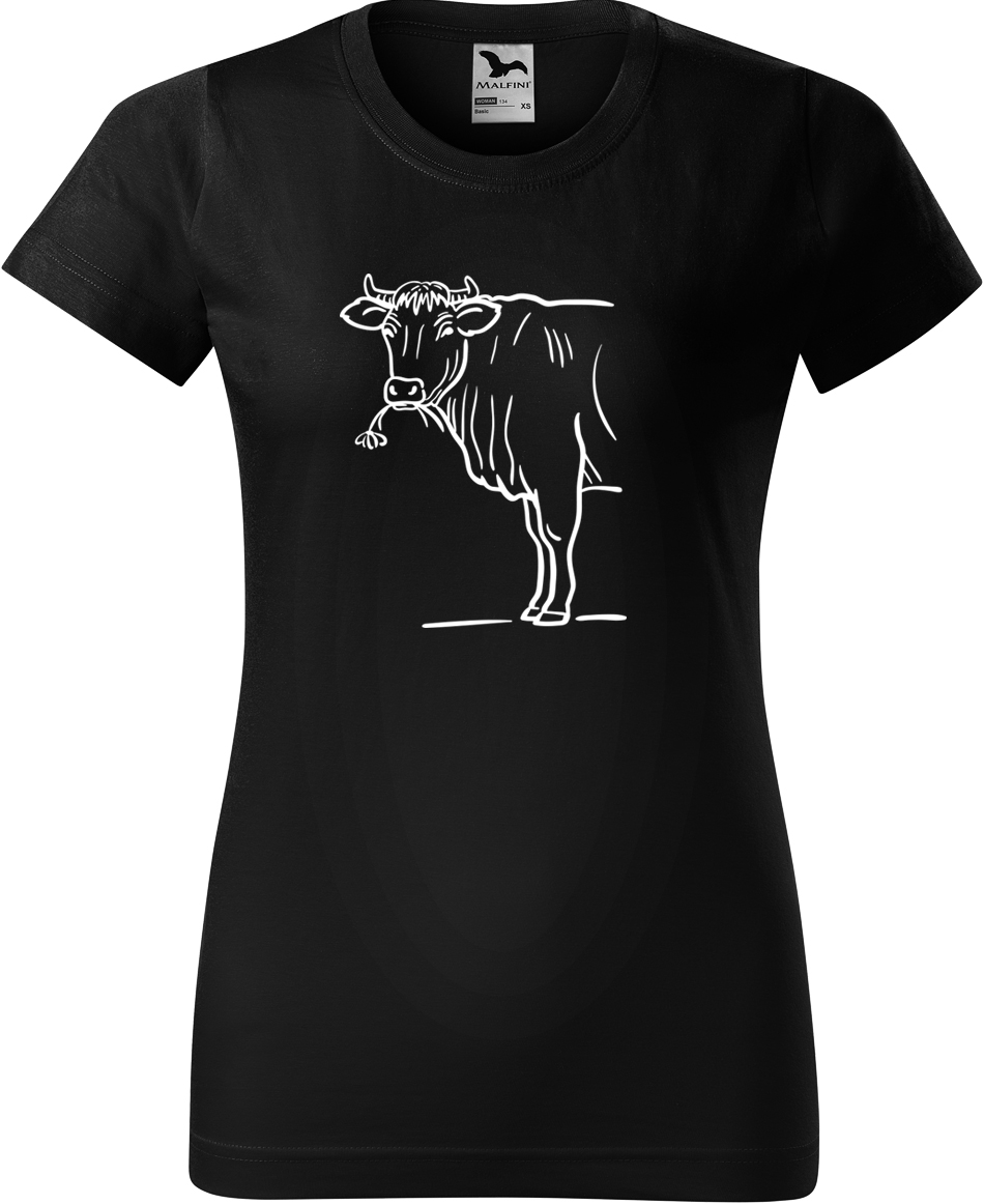 Dámské tričko s krávou - Býk Velikost: S, Barva: Černá (01), Střih: dámský