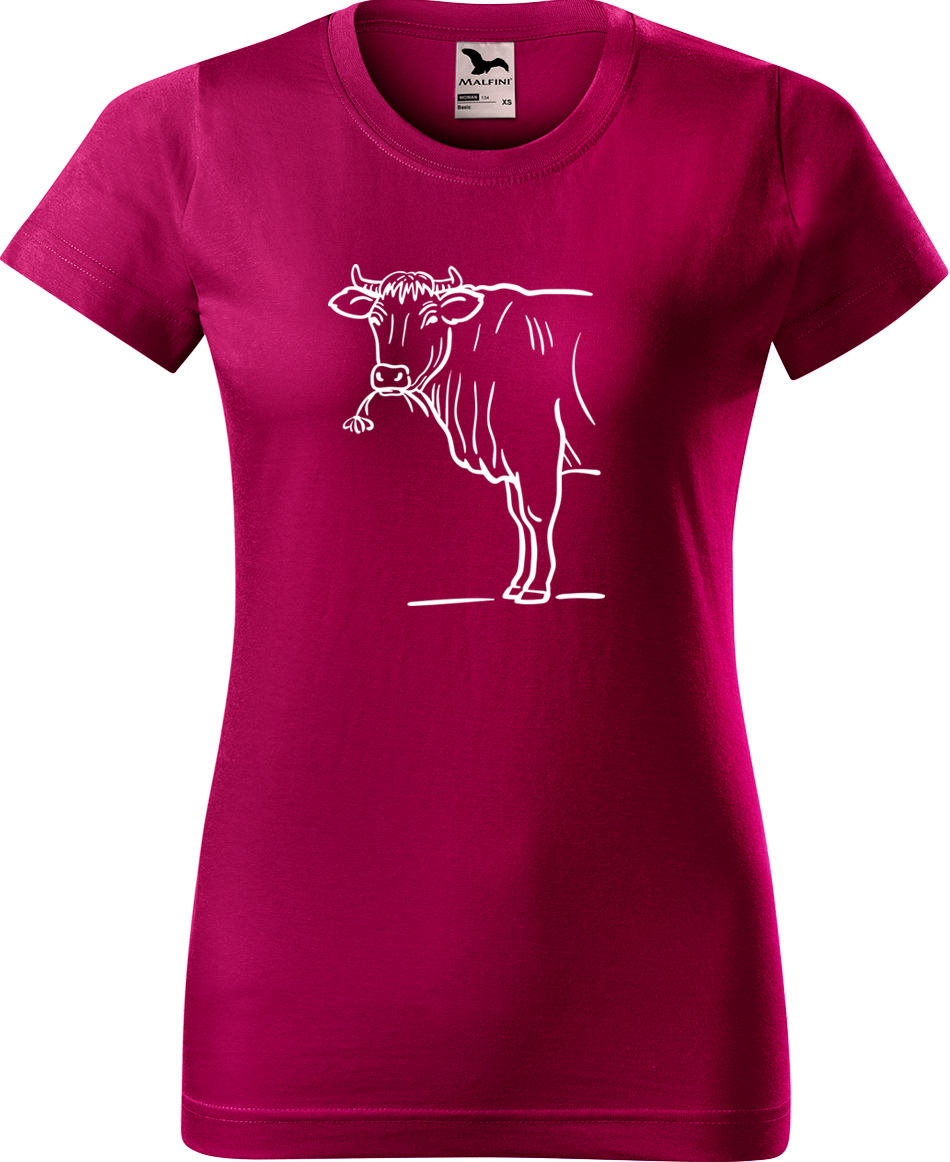 Dámské tričko s krávou - Býk Velikost: L, Barva: Fuchsia red (49), Střih: dámský