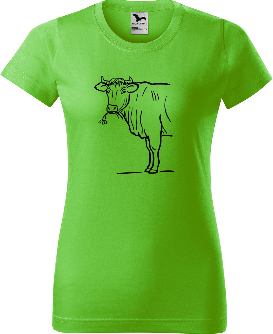 Dámské tričko s krávou - Býk Velikost: M, Barva: Apple Green (92), Střih: dámský