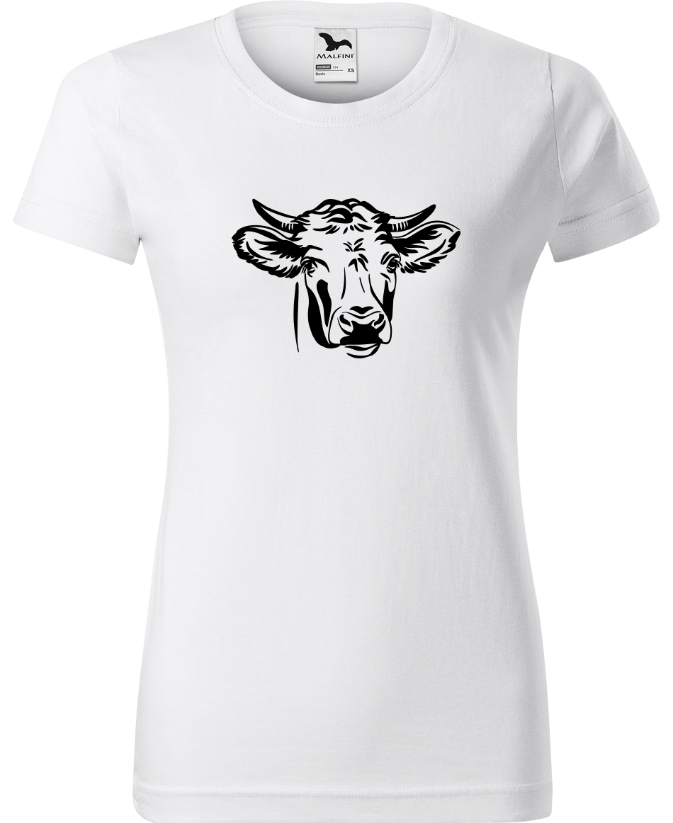 Dámské tričko s krávou - Hlava krávy Velikost: 3XL, Barva: Bílá (00), Střih: dámský