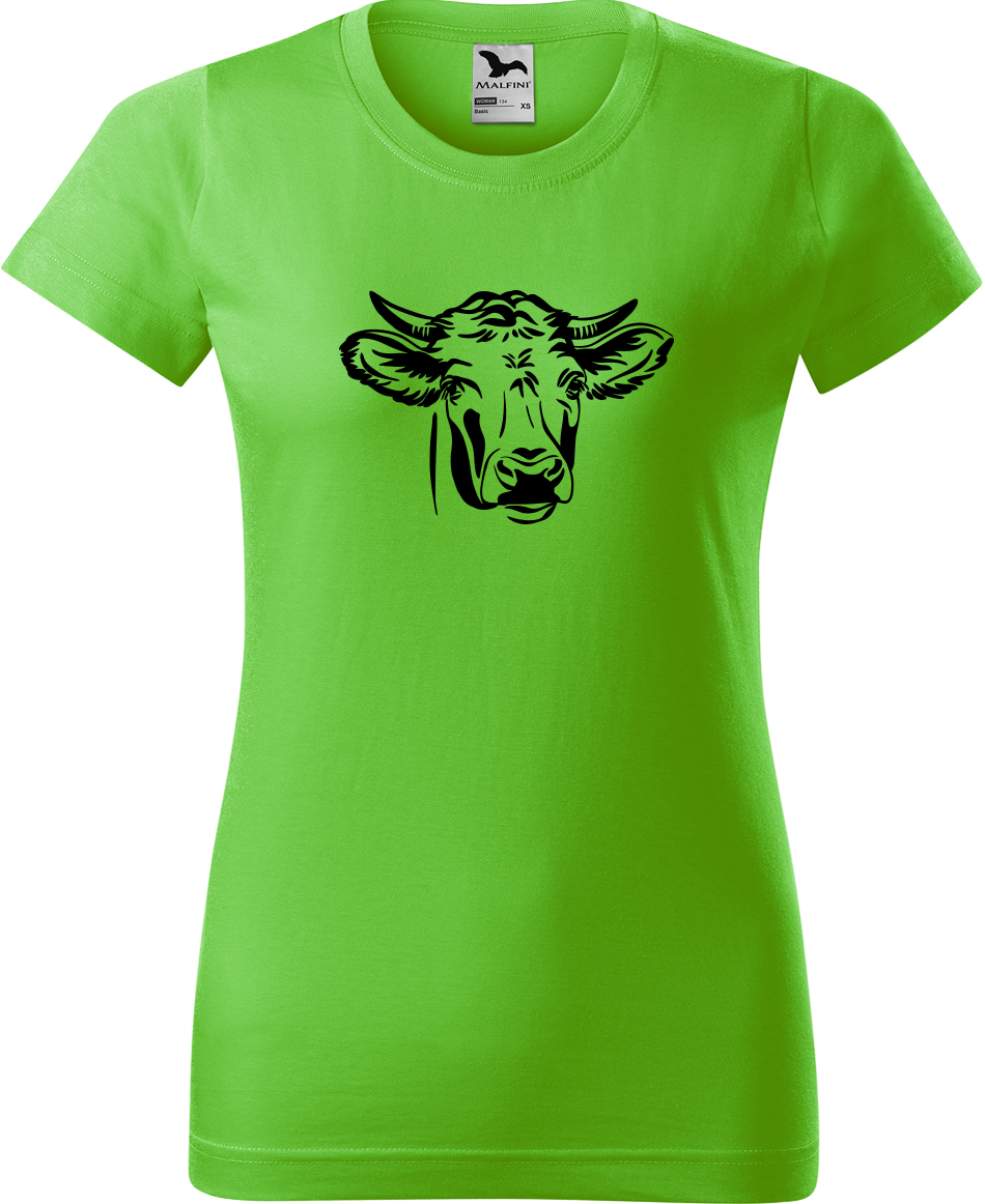 Dámské tričko s krávou - Hlava krávy Velikost: 2XL, Barva: Apple Green (92), Střih: dámský