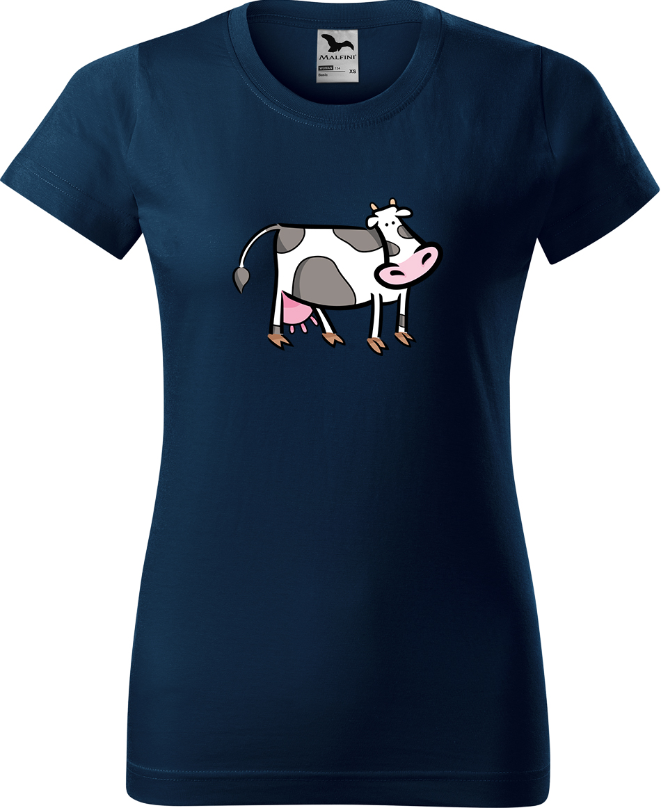 Dámské tričko s krávou - Kravička Velikost: L, Barva: Námořní modrá (02), Střih: dámský