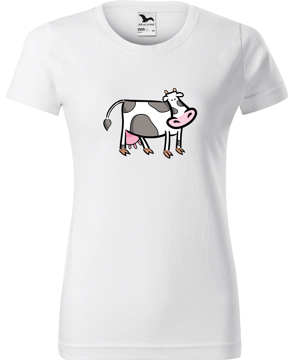 Dámské tričko s krávou - Kravička Velikost: S, Barva: Bílá (00), Střih: dámský