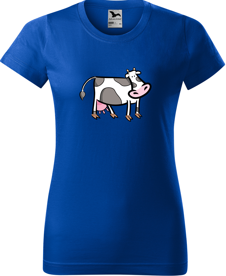 Dámské tričko s krávou - Kravička Velikost: S, Barva: Královská modrá (05), Střih: dámský