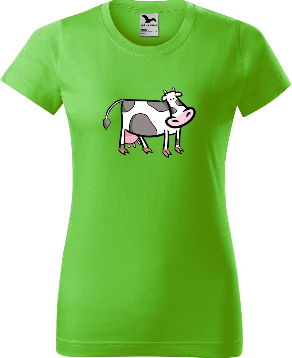 Dámské tričko s krávou - Kravička Velikost: XL, Barva: Apple Green (92), Střih: dámský