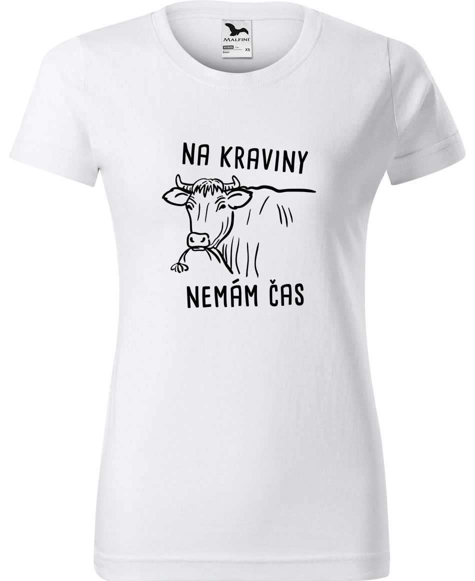 Dámské tričko s krávou - Na kraviny nemám čas Velikost: L, Barva: Bílá (00), Střih: dámský
