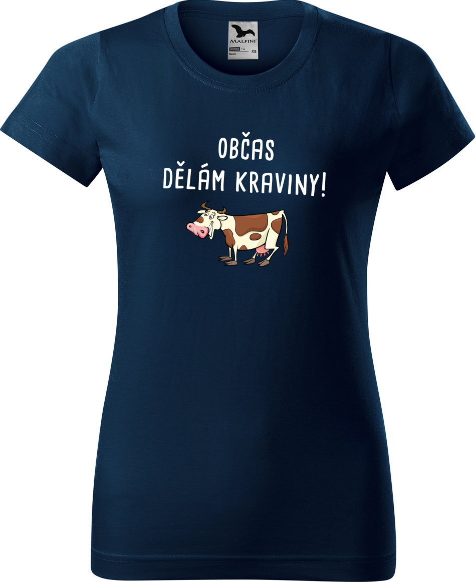 Dámské tričko s krávou - Občas dělám kraviny Velikost: L, Barva: Námořní modrá (02), Střih: dámský