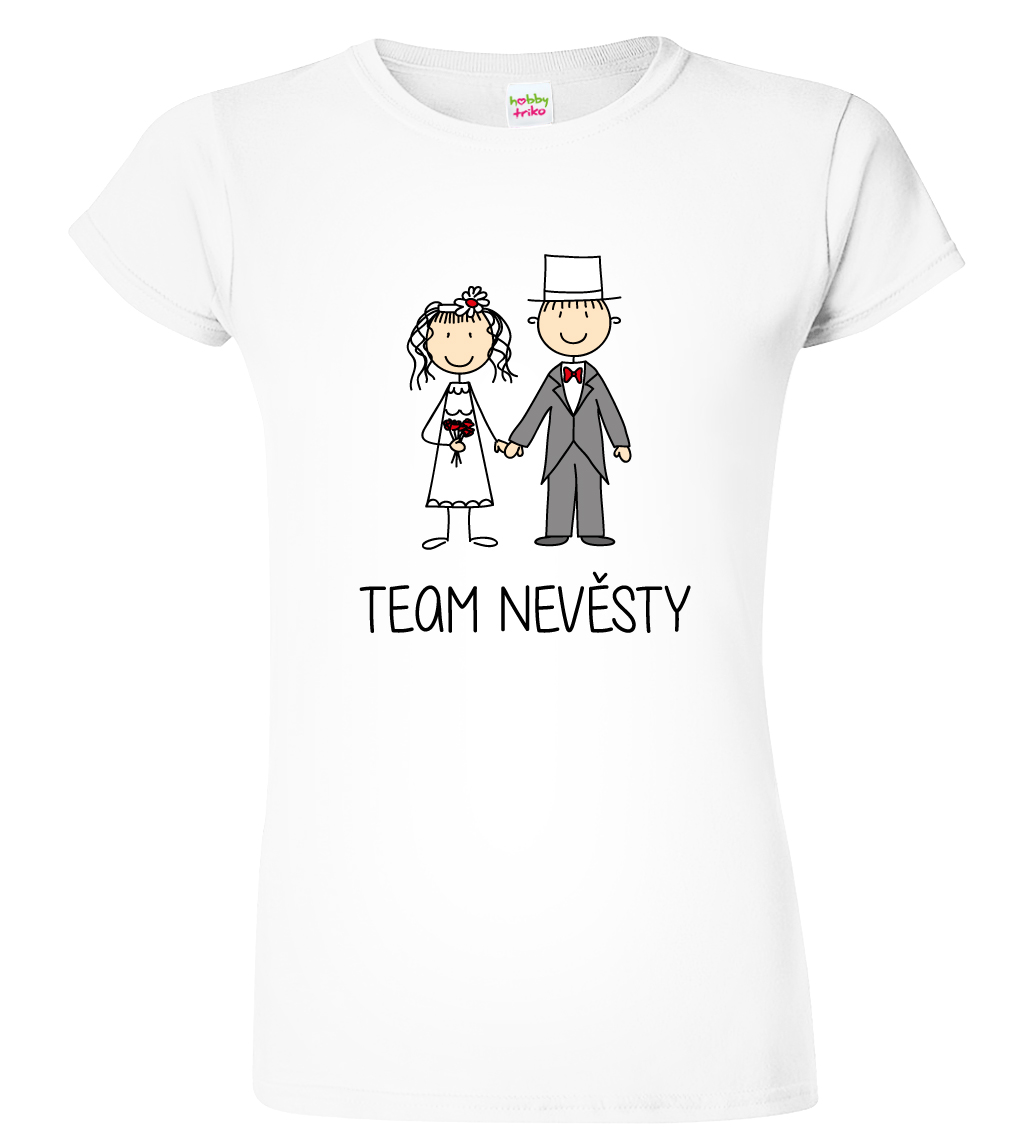 Dámské svatební tričko - Team nevěsty (figurka) Velikost: XL, Barva: Bílá