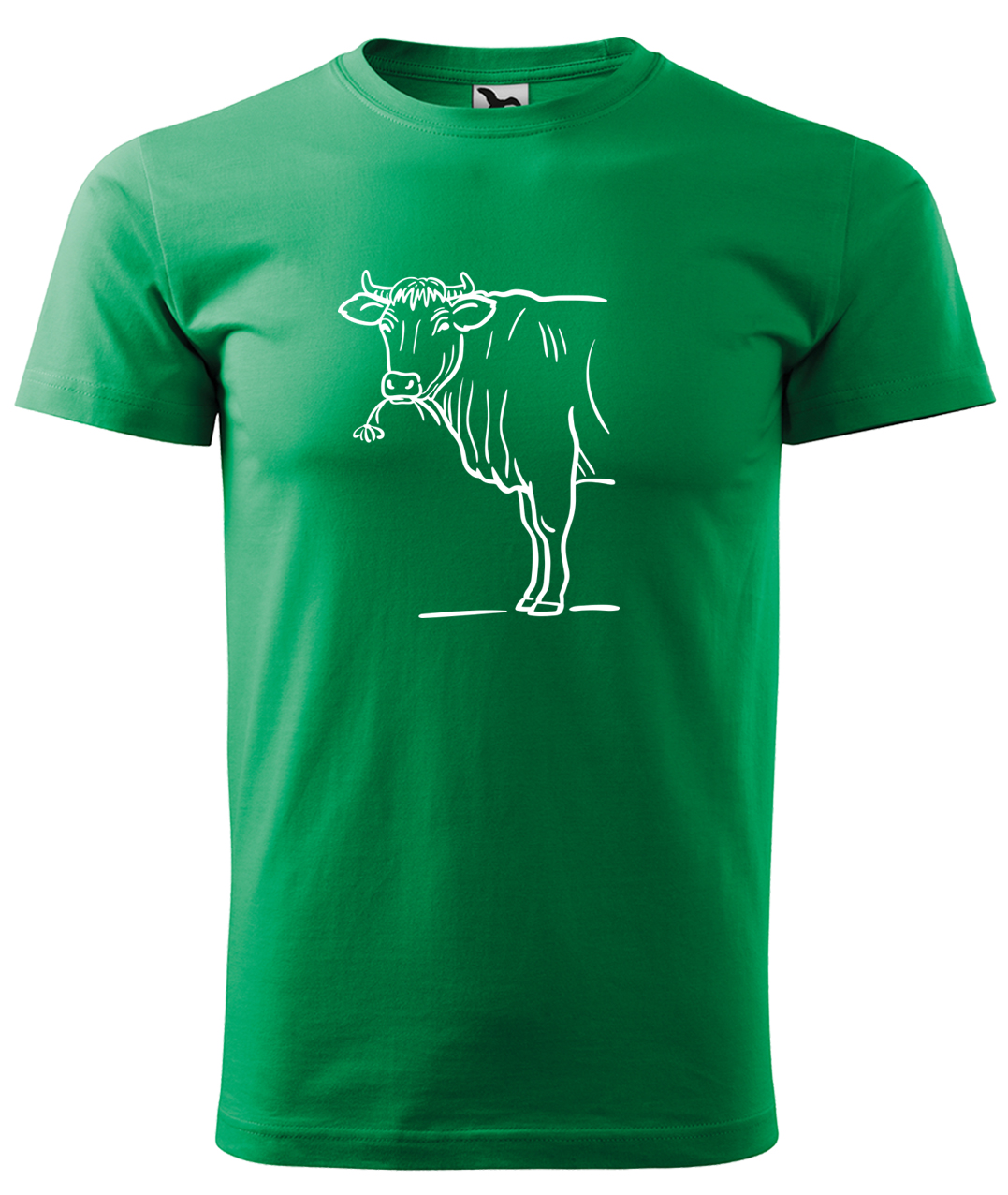 Dětské tričko s krávou - Býk Velikost: 10 let / 146 cm, Barva: Středně zelená (16), Délka rukávu: Krátký rukáv