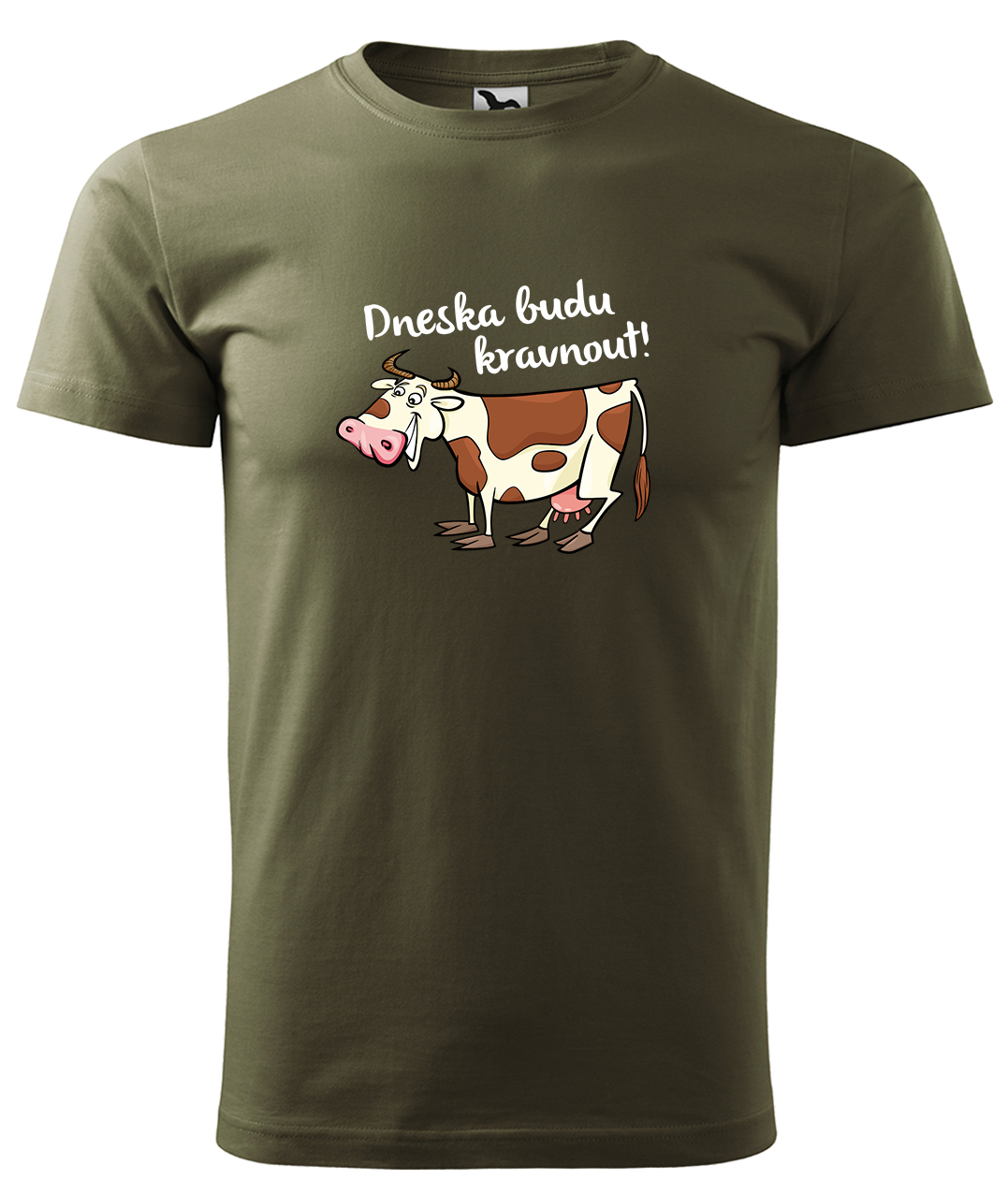 Dětské tričko s krávou - Dneska budu kravnout! Velikost: 4 roky / 110 cm, Barva: Military (69), Délka rukávu: Krátký rukáv