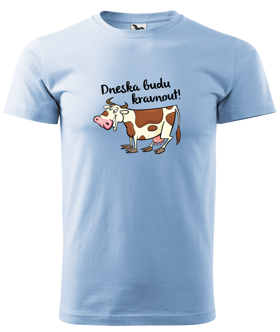 Dětské tričko s krávou - Dneska budu kravnout! Velikost: 4 roky / 110 cm, Barva: Nebesky modrá (15), Délka rukávu: Krátký rukáv