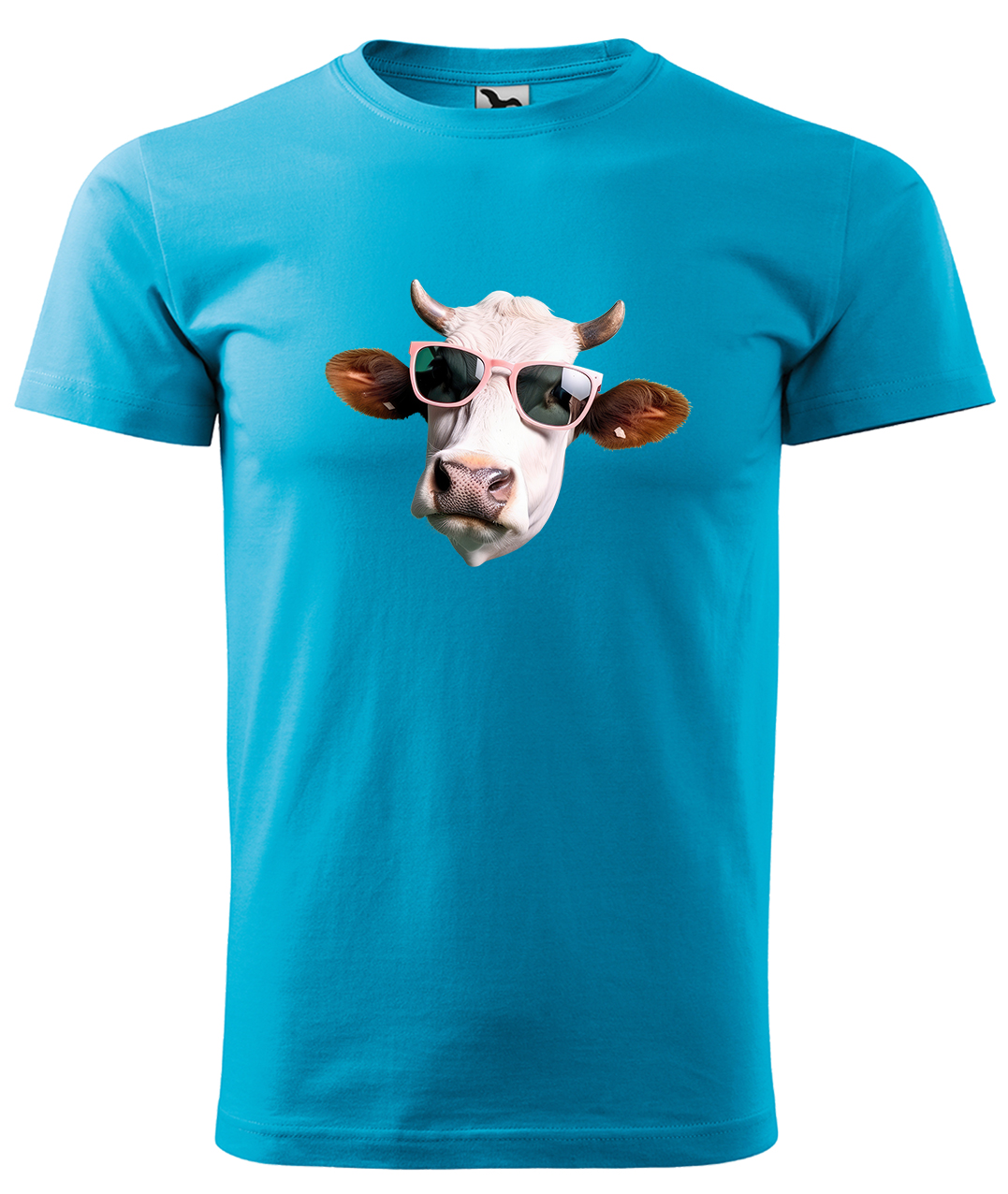 Dětské tričko s krávou - Kráva v brýlích Velikost: 4 roky / 110 cm, Barva: Tyrkysová (44), Délka rukávu: Krátký rukáv