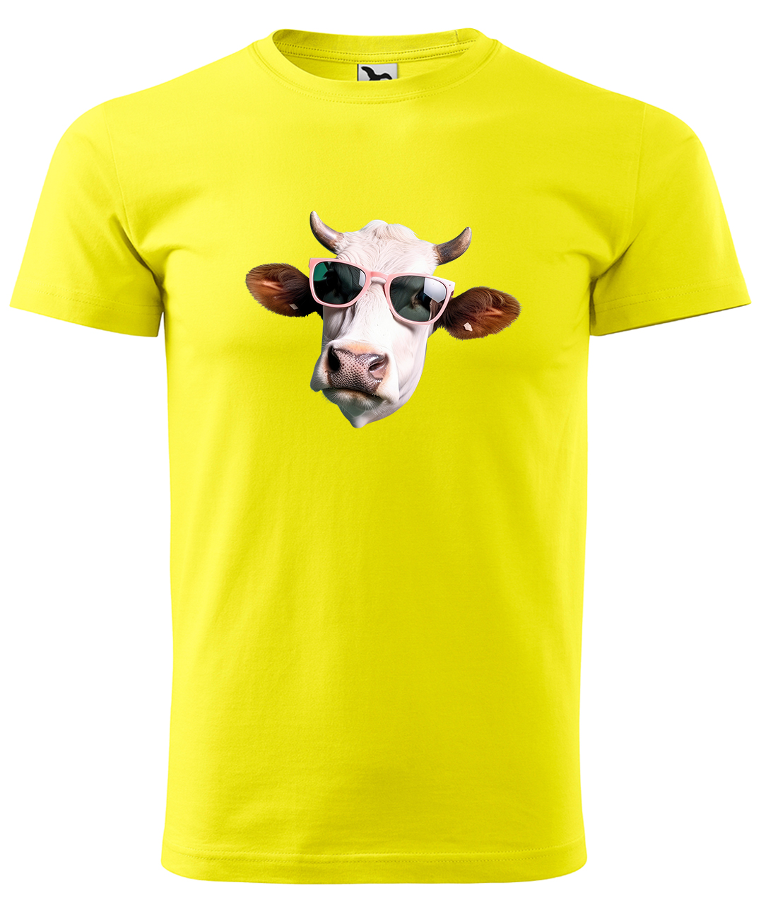 Dětské tričko s krávou - Kráva v brýlích Velikost: 8 let / 134 cm, Barva: Žlutá (04), Délka rukávu: Krátký rukáv
