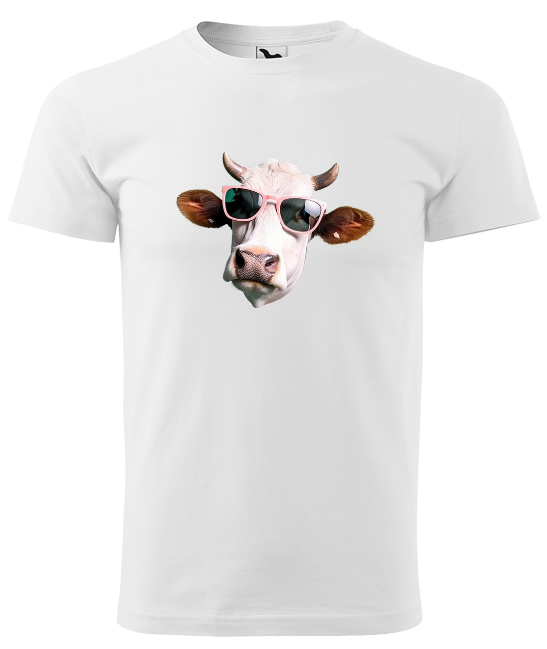 Dětské tričko s krávou - Kráva v brýlích Velikost: 10 let / 146 cm, Barva: Bílá (00), Délka rukávu: Krátký rukáv