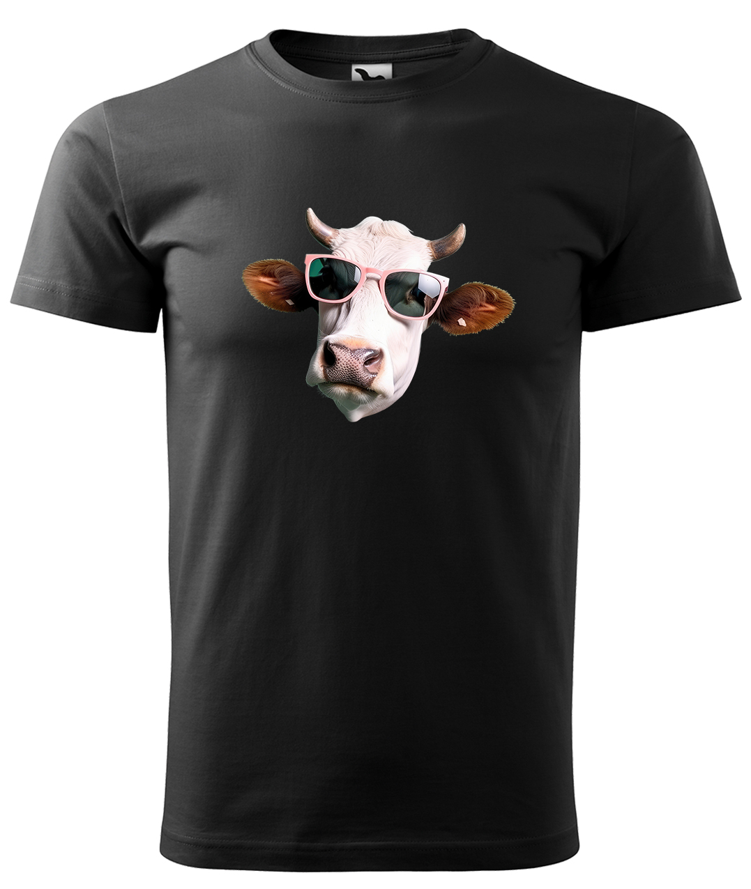 Dětské tričko s krávou - Kráva v brýlích Velikost: 10 let / 146 cm, Barva: Černá (01), Délka rukávu: Krátký rukáv