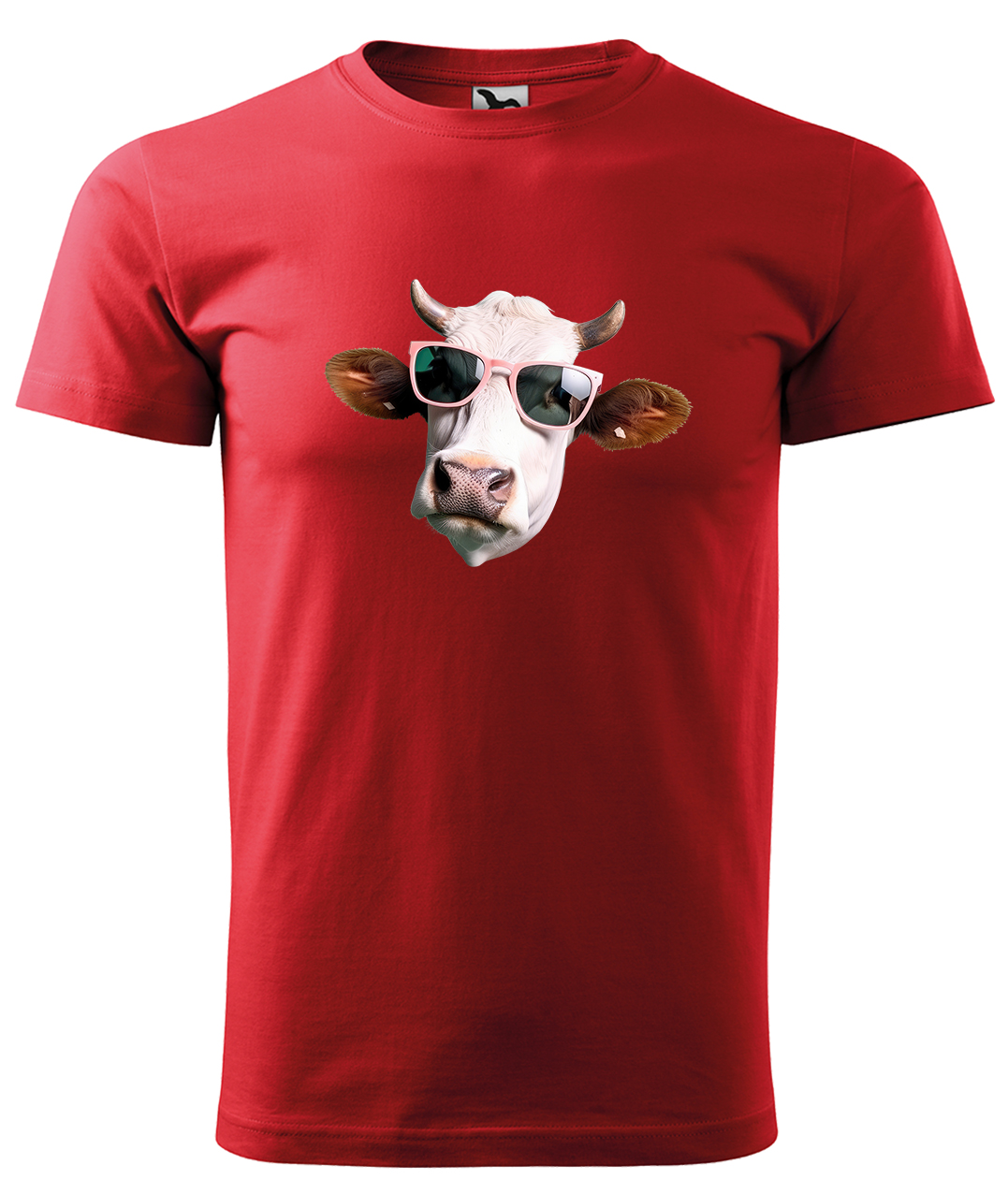 Dětské tričko s krávou - Kráva v brýlích Velikost: 8 let / 134 cm, Barva: Červená (07), Délka rukávu: Krátký rukáv