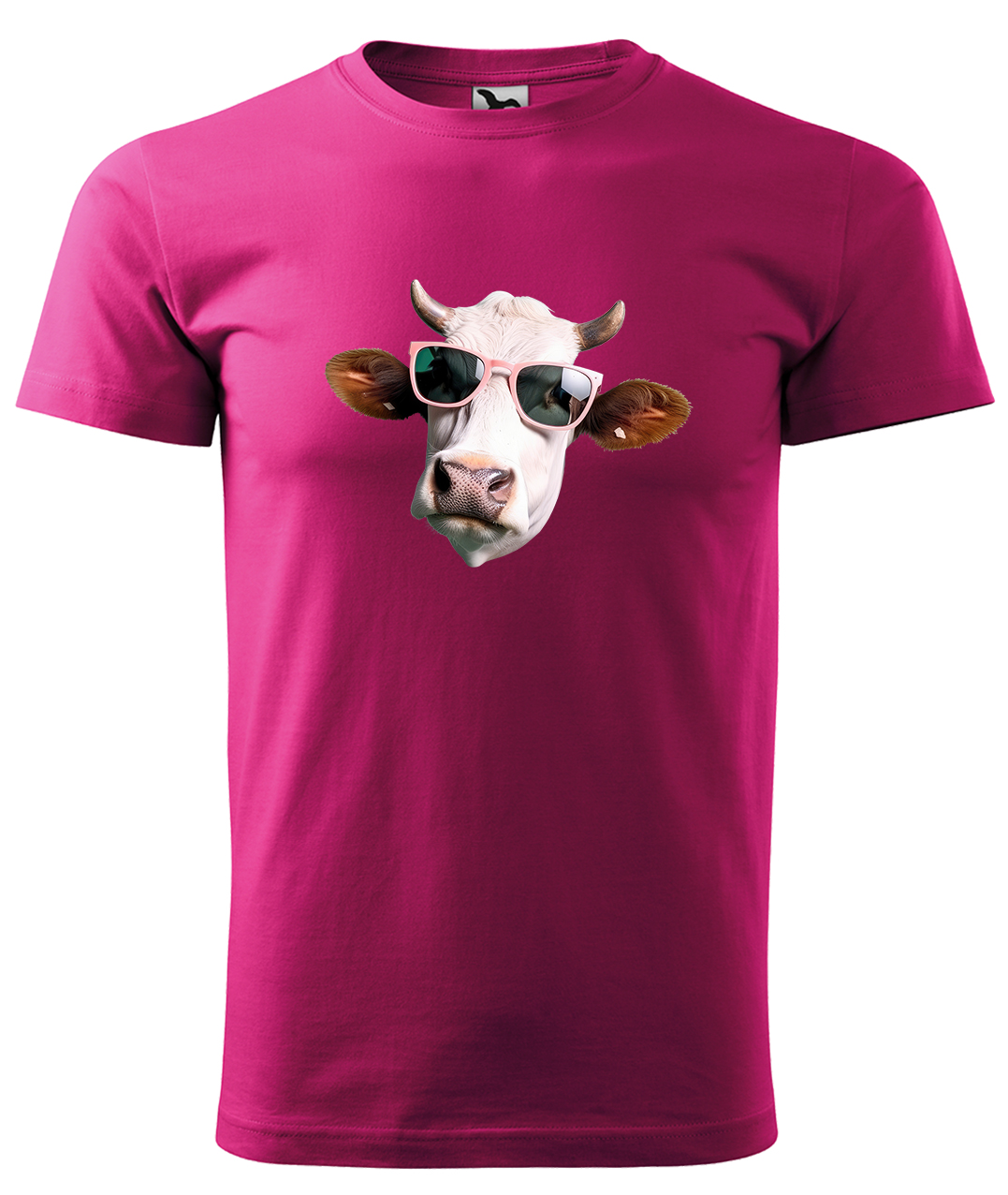 Dětské tričko s krávou - Kráva v brýlích Velikost: 4 roky / 110 cm, Barva: Malinová (63), Délka rukávu: Krátký rukáv