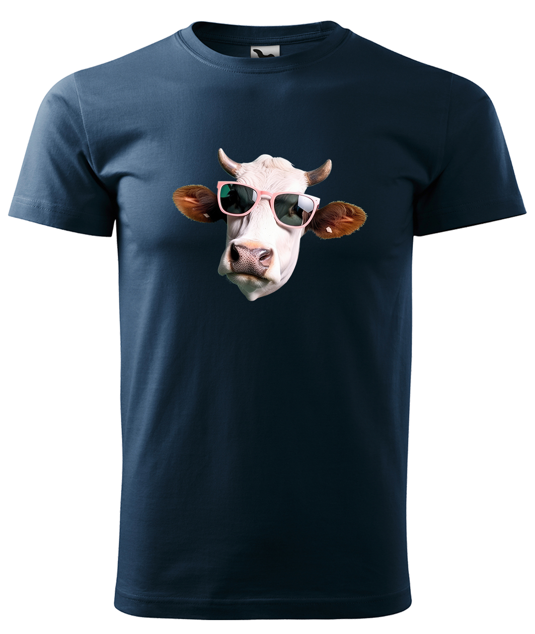 Dětské tričko s krávou - Kráva v brýlích Velikost: 4 roky / 110 cm, Barva: Námořní modrá (02), Délka rukávu: Krátký rukáv