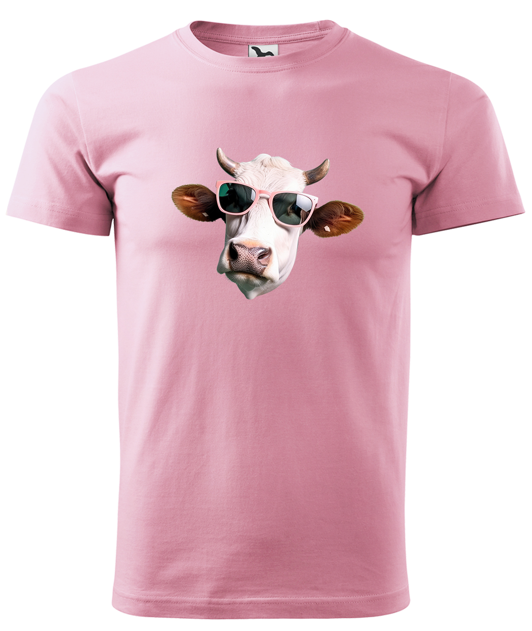Dětské tričko s krávou - Kráva v brýlích Velikost: 10 let / 146 cm, Barva: Růžová (30), Délka rukávu: Krátký rukáv