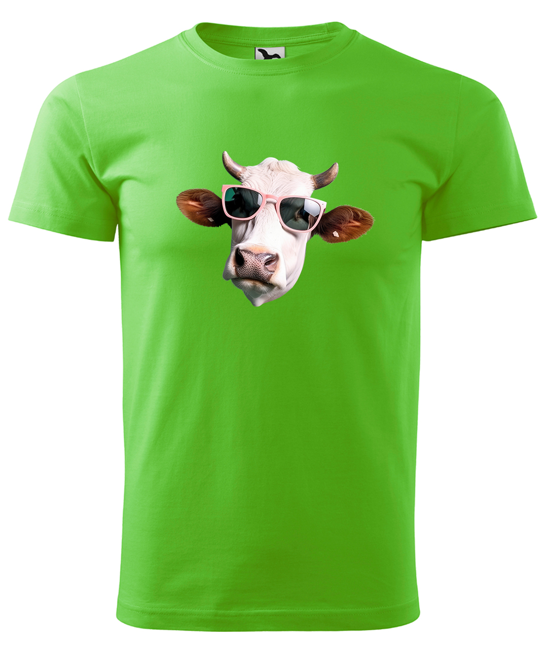 Dětské tričko s krávou - Kráva v brýlích Velikost: 8 let / 134 cm, Barva: Apple Green (92), Délka rukávu: Krátký rukáv