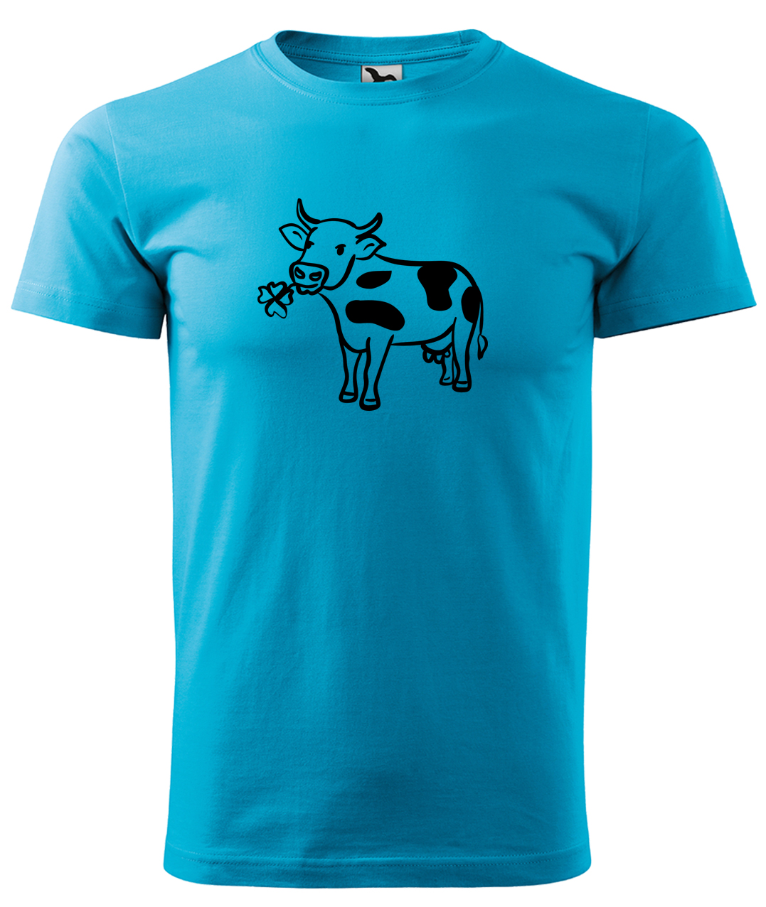Dětské tričko s krávou - Kravička a jetel Velikost: 4 roky / 110 cm, Barva: Tyrkysová (44), Délka rukávu: Krátký rukáv