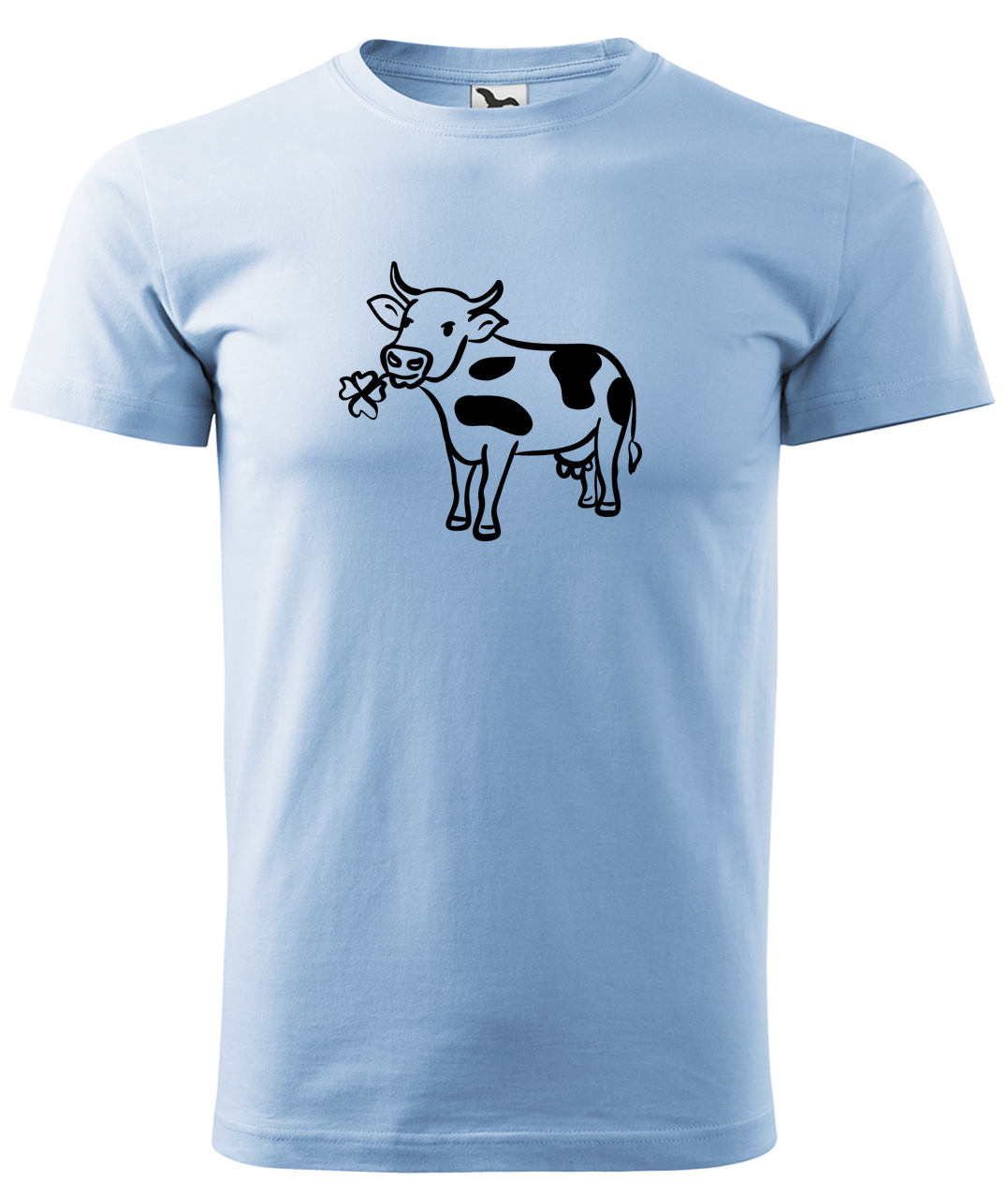 Dětské tričko s krávou - Kravička a jetel Velikost: 4 roky / 110 cm, Barva: Nebesky modrá (15), Délka rukávu: Krátký rukáv