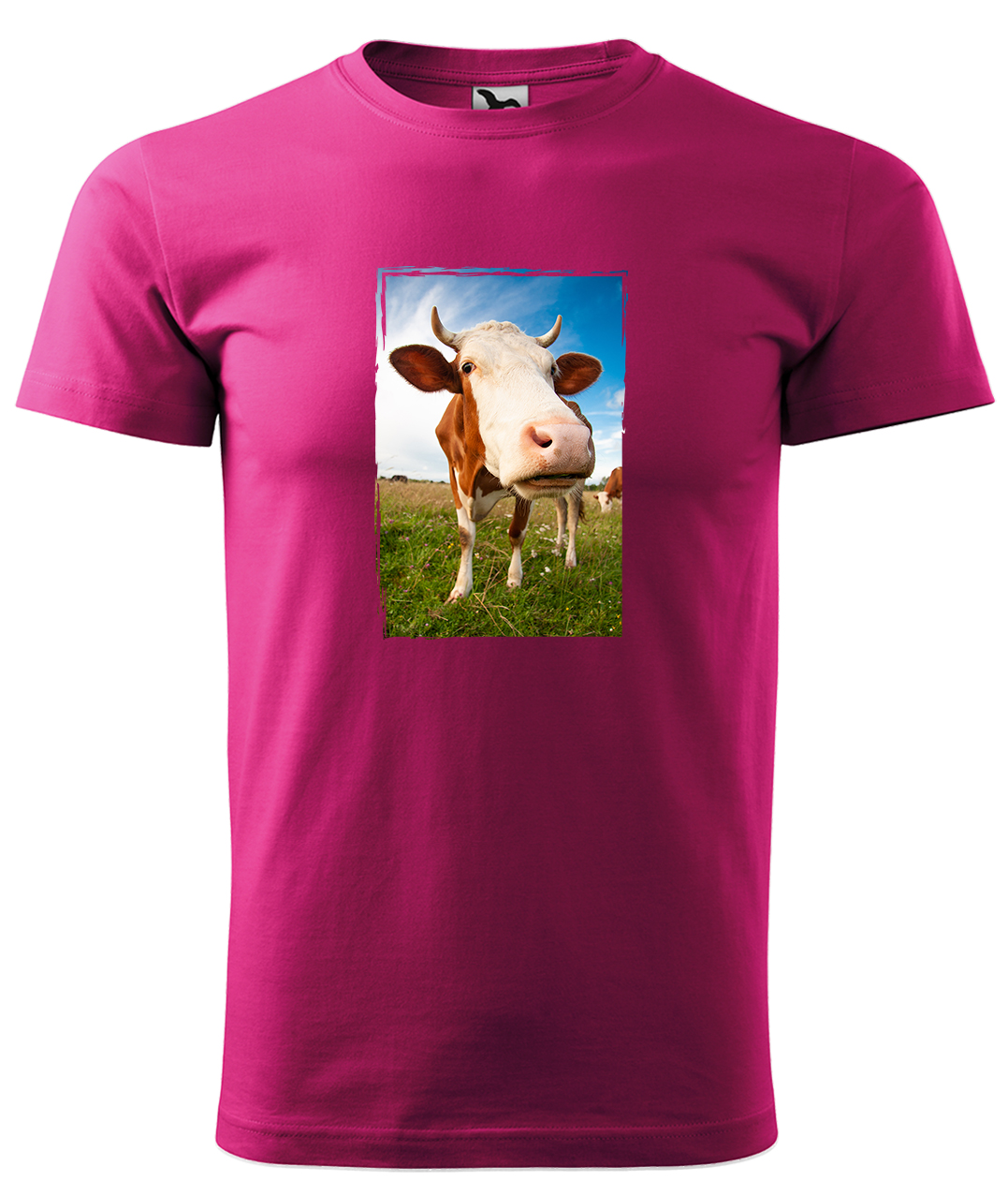 Dětské tričko s krávou - Na pastvě Velikost: 8 let / 134 cm, Barva: Malinová (63), Délka rukávu: Krátký rukáv