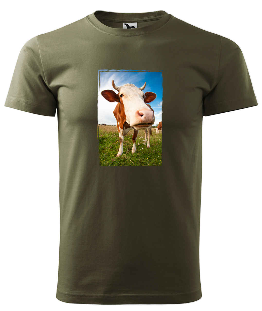 Dětské tričko s krávou - Na pastvě Velikost: 6 let / 122 cm, Barva: Military (69), Délka rukávu: Krátký rukáv