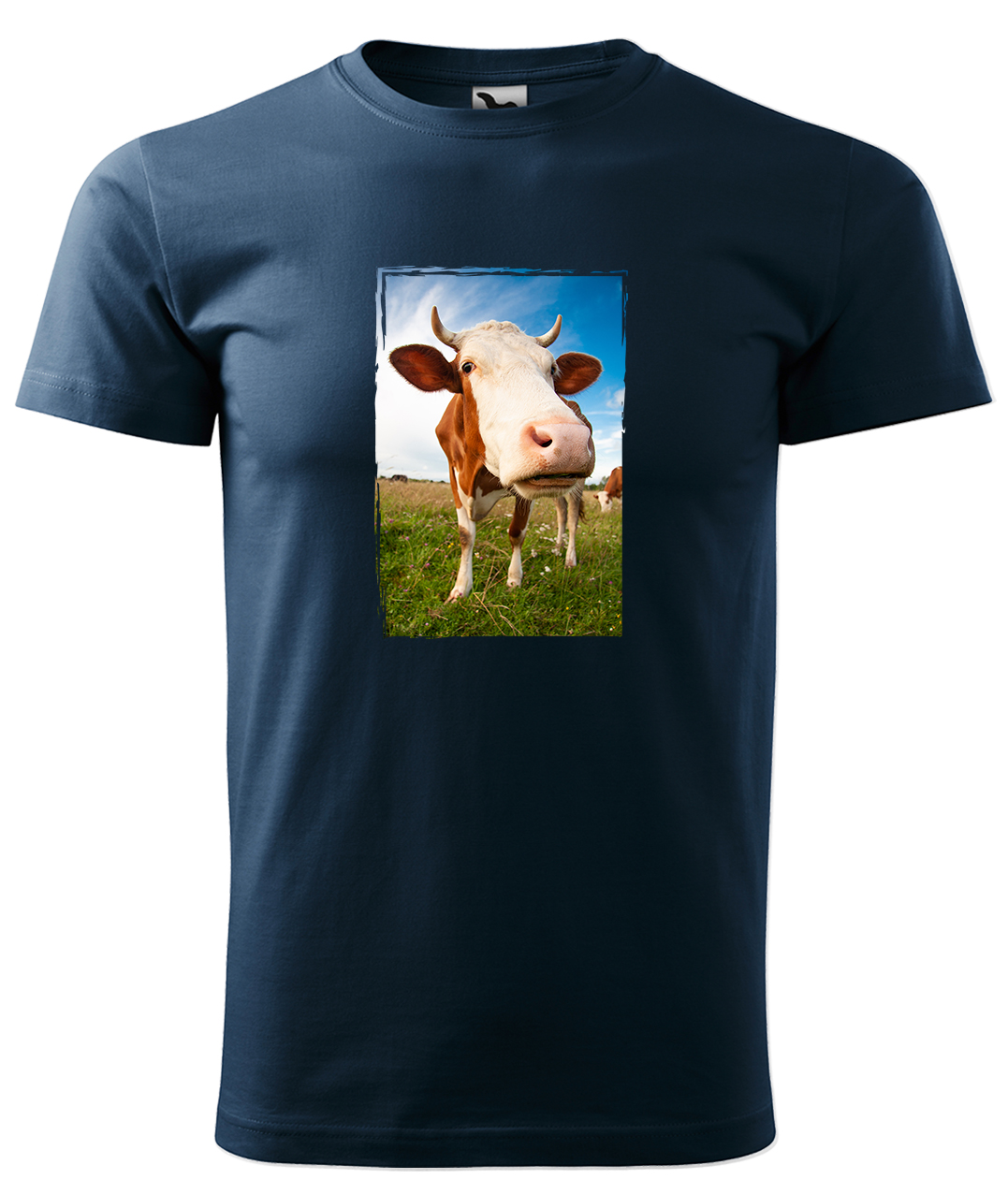 Dětské tričko s krávou - Na pastvě Velikost: 8 let / 134 cm, Barva: Námořní modrá (02), Délka rukávu: Krátký rukáv