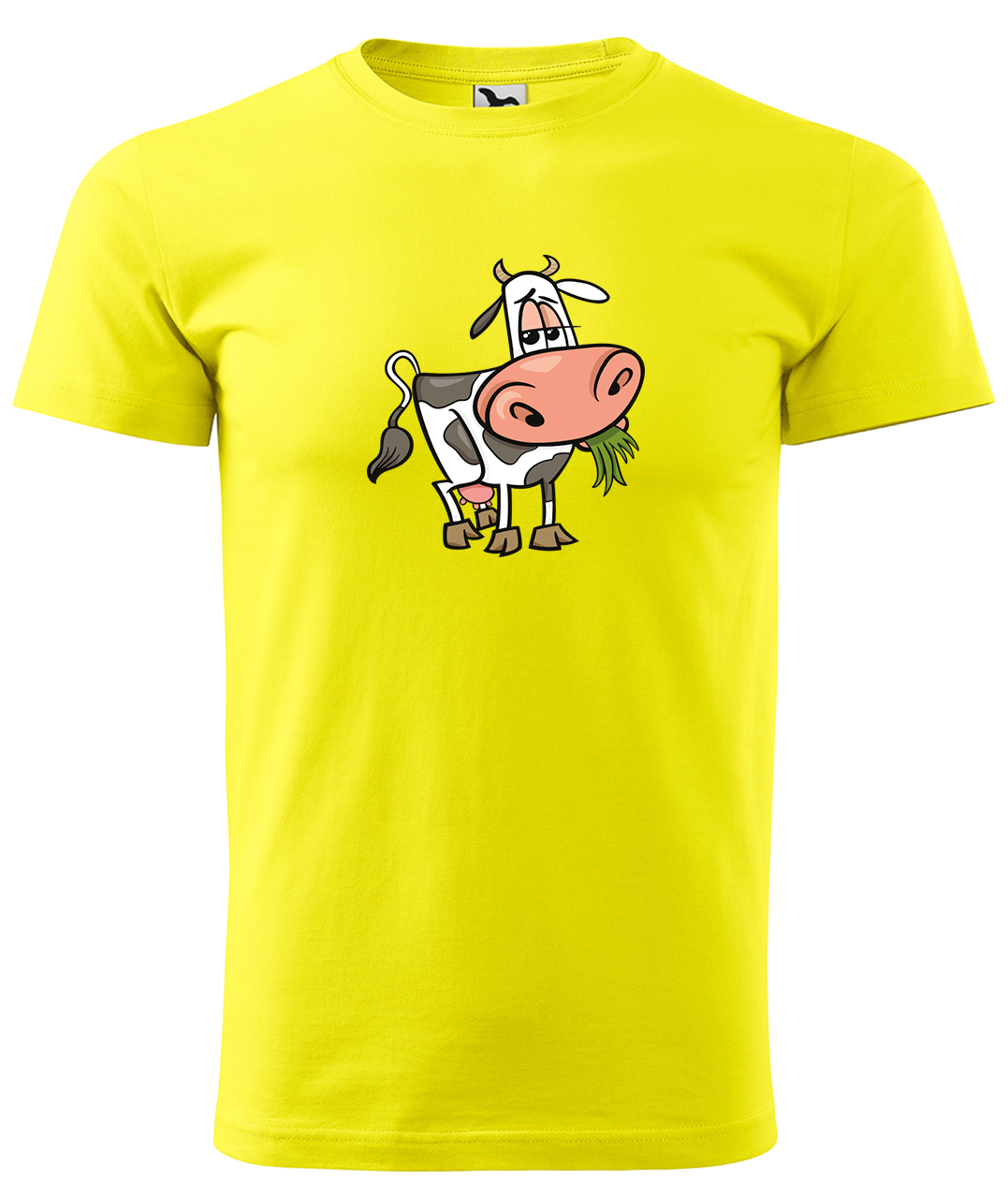 Dětské tričko s krávou - Obrázek spokojené krávy Velikost: 6 let / 122 cm, Barva: Žlutá (04), Délka rukávu: Krátký rukáv
