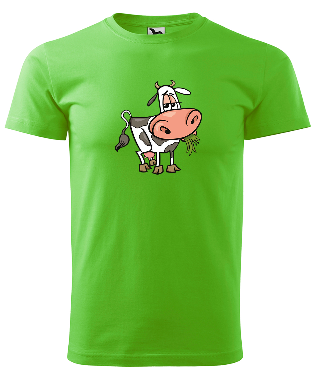 Dětské tričko s krávou - Obrázek spokojené krávy Velikost: 12 let / 158 cm, Barva: Apple Green (92), Délka rukávu: Krátký rukáv