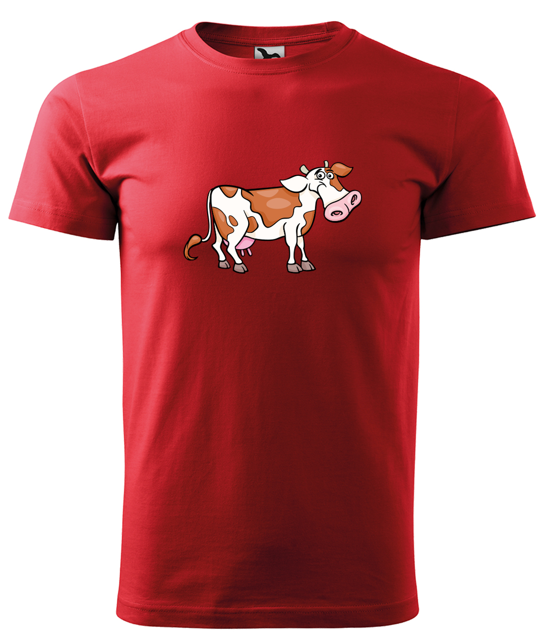 Dětské tričko s krávou - Obrázek veselé krávy Velikost: 12 let / 158 cm, Barva: Červená (07), Délka rukávu: Krátký rukáv