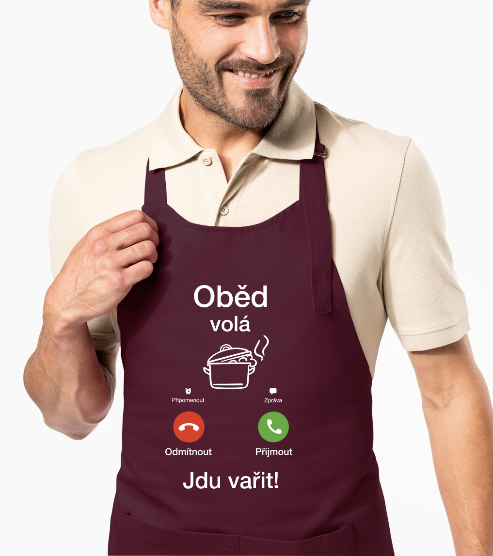 Zástěra pro muže - Oběd volá Barva: Vínová