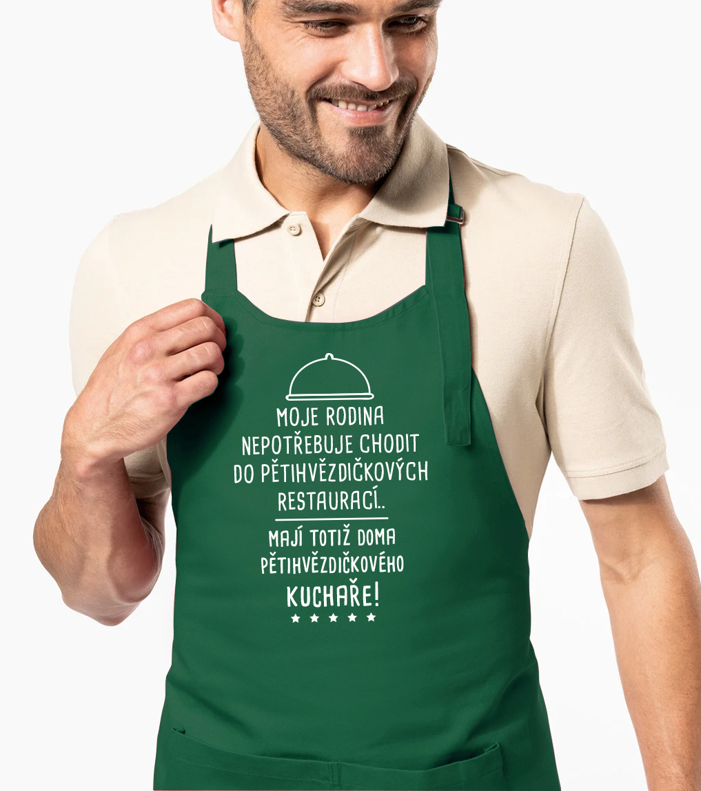 Zástěra pro muže - Pětihvězdičkový kuchař Barva: Zelená