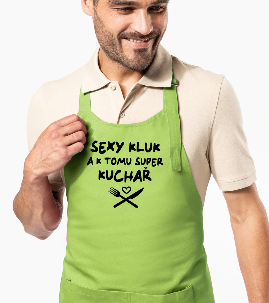 Zástěra pro muže - Sexy kluk a k tomu super kuchař Barva: Limetková