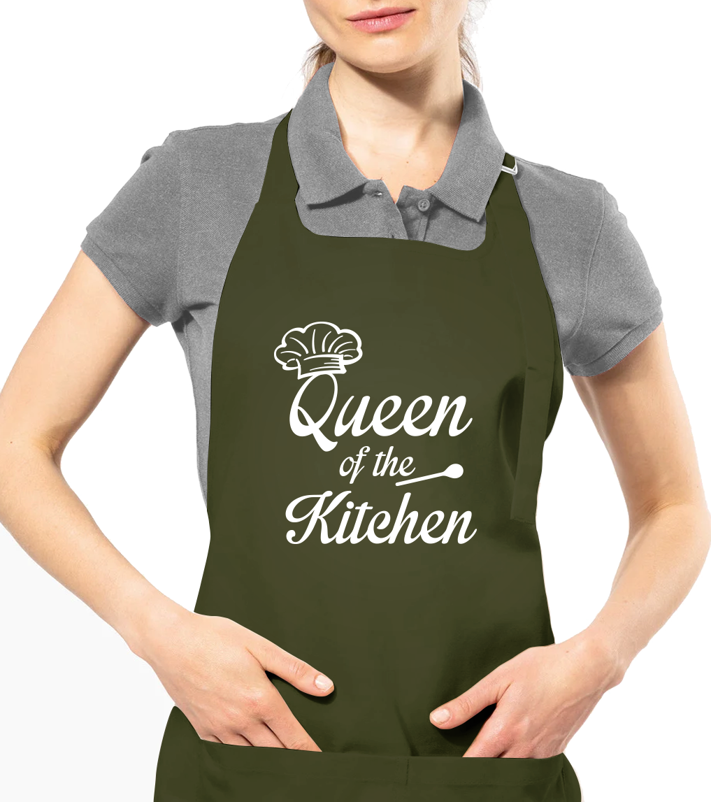 Zástěra pro ženy - Qeen of the Kitchen Barva: Khaki