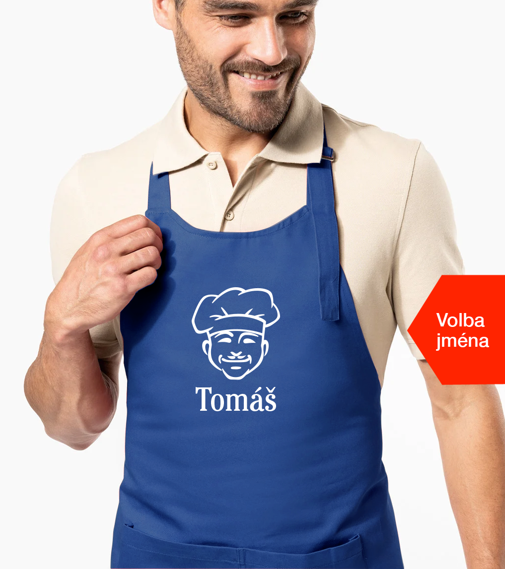 Zástěra pro muže se jménem - Kuchař v čepici Barva: Královská modrá