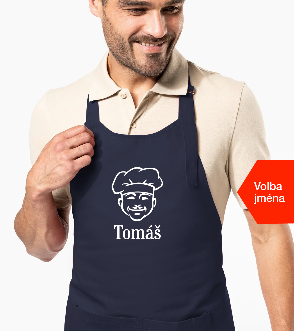 Zástěra pro muže se jménem - Kuchař v čepici Barva: Námořní modrá
