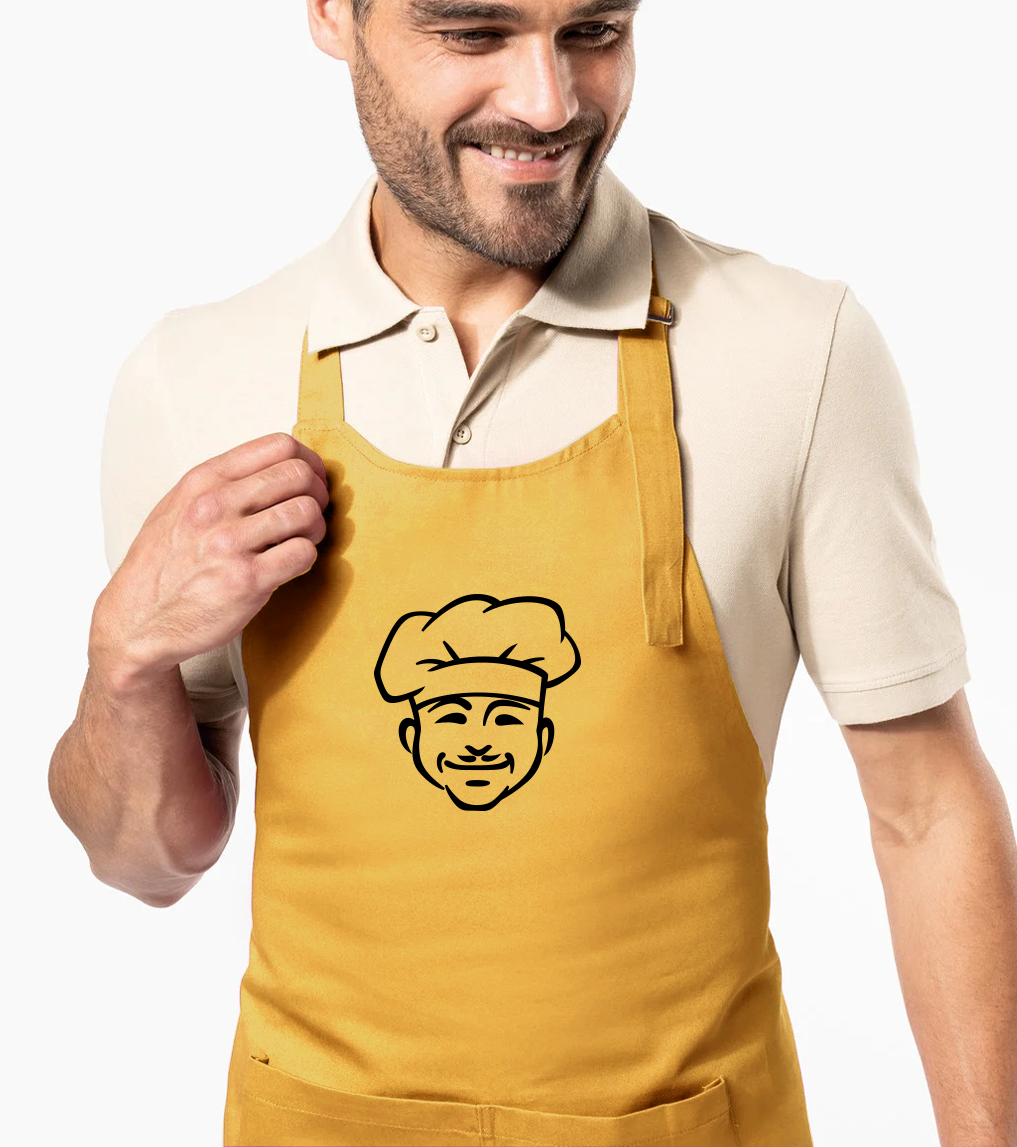 Zástěra pro muže - Kuchař v čepici Barva: Hořčicová